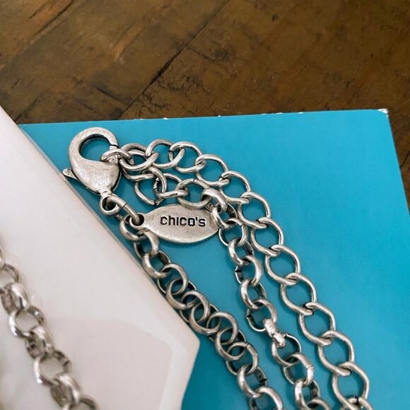 Chicos Mixed Metal Charm Necklace With Maltese Cross Pendant & Pearl Accent - Picture 3 of 3